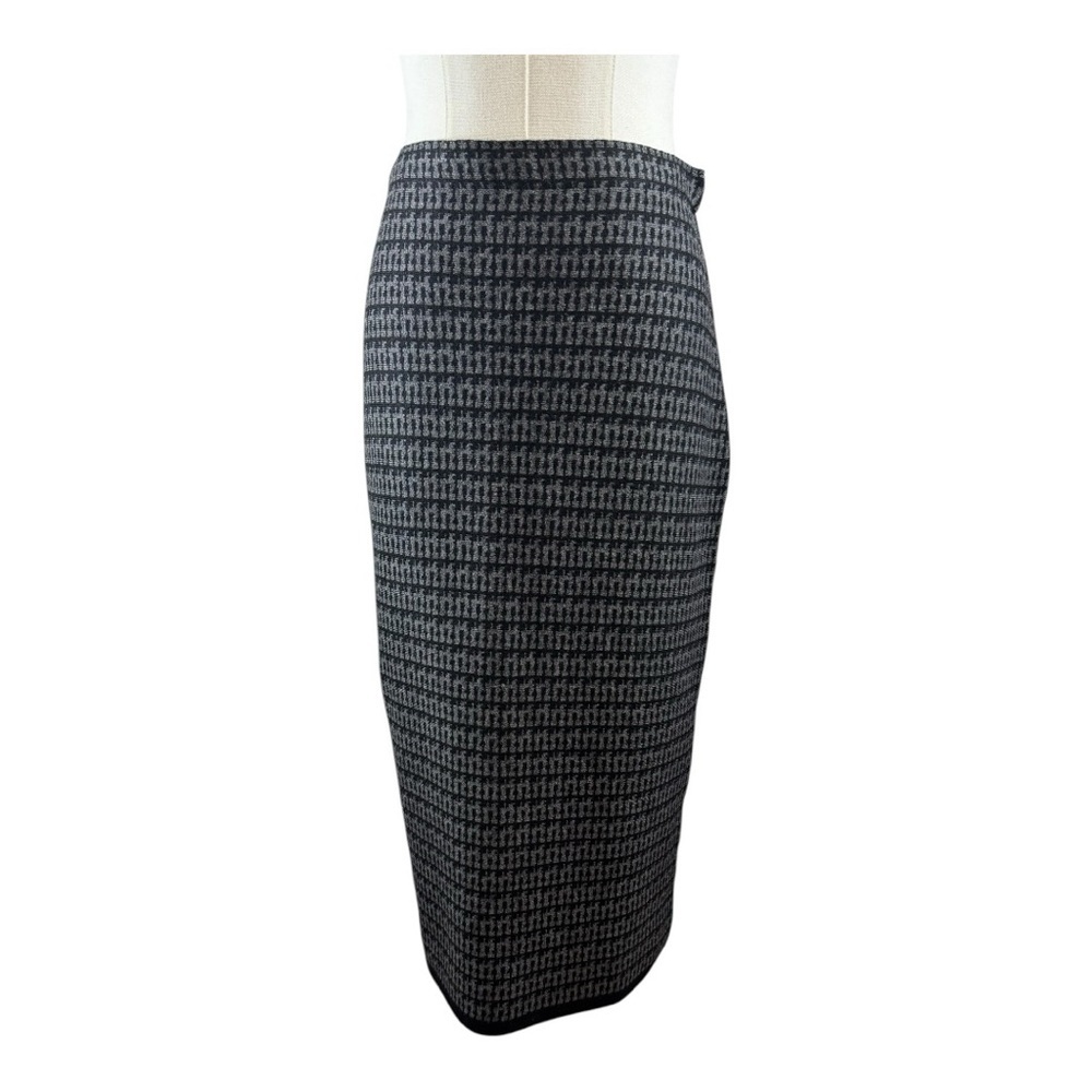 NWT Max Studio London Black & Grey Knit Jacquard Pencil Skirt Size S